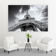 Lade das Bild in den Galerie-Viewer, Aluminiumbild Paris Eiffelturm Schwarz Weiß Querformat
