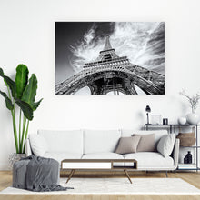 Lade das Bild in den Galerie-Viewer, Poster Paris Eiffelturm Schwarz Weiß Querformat
