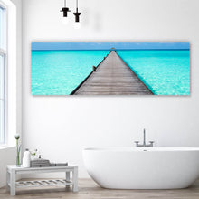 Lade das Bild in den Galerie-Viewer, Acrylglasbild Pier über blauem Meer Panorama
