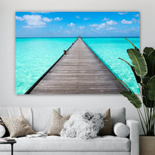 Lade das Bild in den Galerie-Viewer, Spannrahmenbild Pier über blauem Meer Querformat
