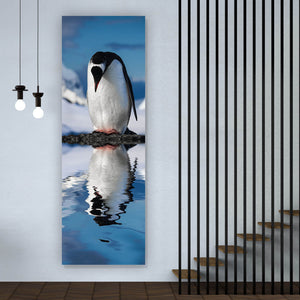 Aluminiumbild gebürstet Pinguin auf Stein Panorama Hoch