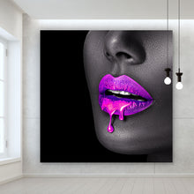 Lade das Bild in den Galerie-Viewer, Aluminiumbild gebürstet Pink Lips Quadrat
