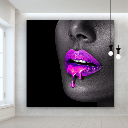 Aluminiumbild gebürstet Pink Lips Quadrat