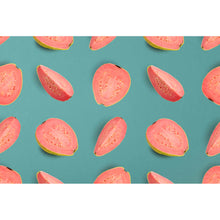 Lade das Bild in den Galerie-Viewer, Aluminiumbild Pinke Früchte auf blauem Hintergrund Querformat
