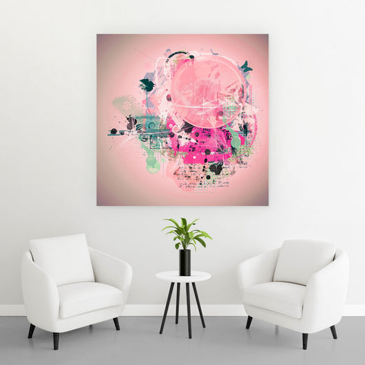 Spannrahmenbild Pinke Kugel im Grunge Style Quadrat