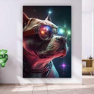 Acrylglasbild Pitbull galaktisch Digital Art Hochformat