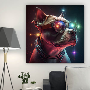 Aluminiumbild gebürstet Pitbull galaktisch Digital Art Quadrat