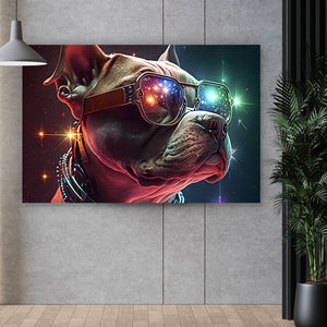 Acrylglasbild Pitbull galaktisch Digital Art Querformat