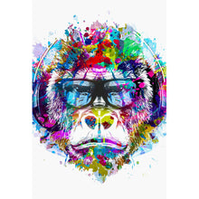 Lade das Bild in den Galerie-Viewer, Leinwandbild Pop Art Affe mit Kopfhörer Hochformat
