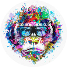 Lade das Bild in den Galerie-Viewer, Aluminiumbild Pop Art Affe mit Kopfhörer Kreis
