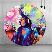 Lade das Bild in den Galerie-Viewer, Aluminiumbild gebürstet Pop Art Affen Kreis
