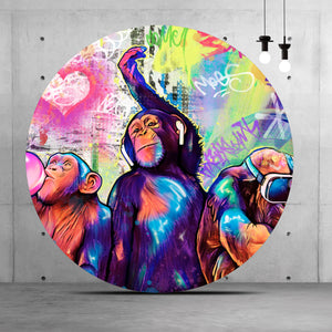 Aluminiumbild gebürstet Pop Art Affen Kreis