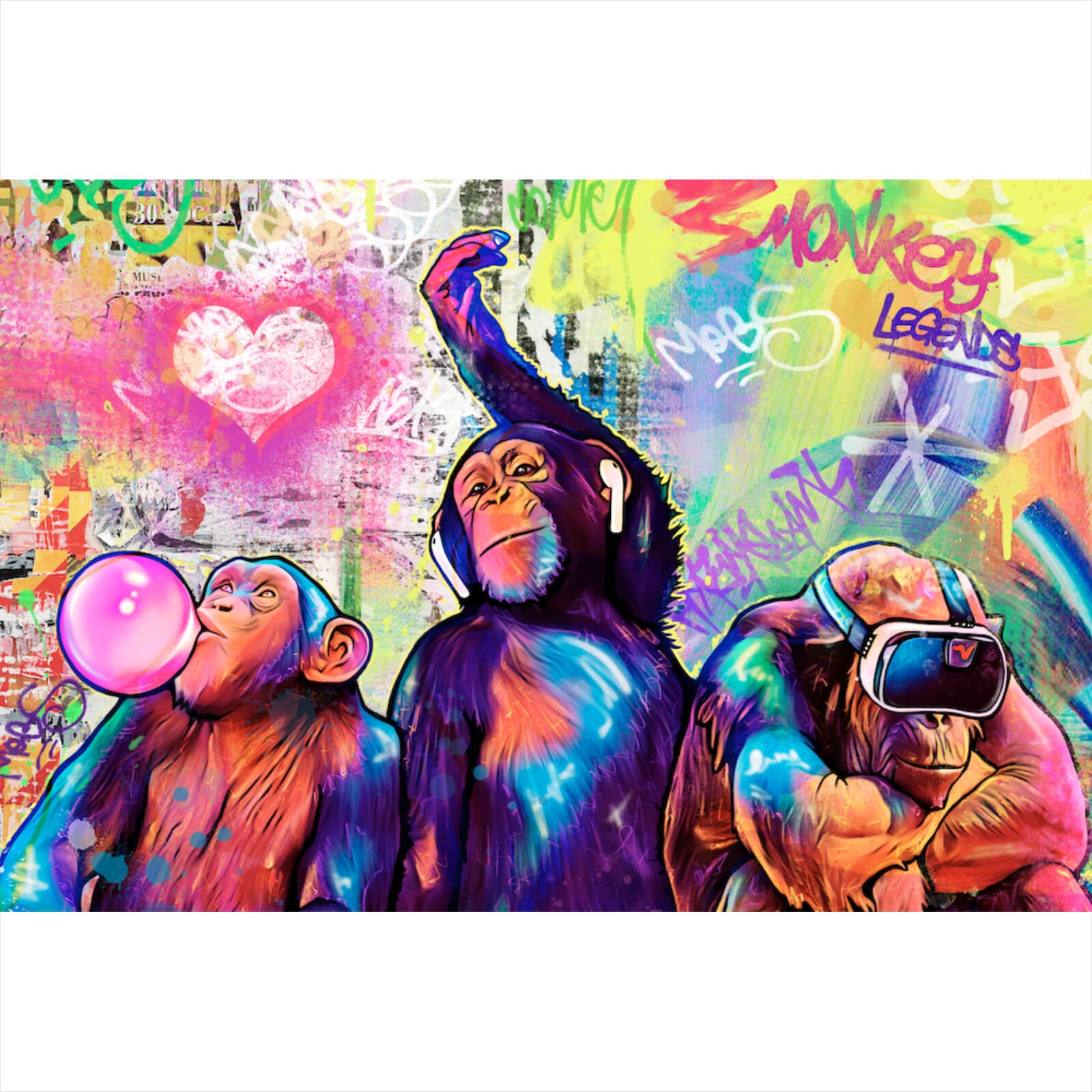 Giallobus Pop-Art Gemälde 'Musik-Affe' Auf Acrylglas - 140x100 Cm, Fertig Zum Aufhängen