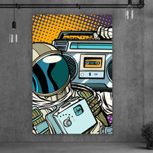 Lade das Bild in den Galerie-Viewer, Acrylglasbild Pop Art Astronaut mit Musikbox Hochformat
