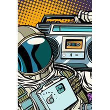 Lade das Bild in den Galerie-Viewer, Spannrahmenbild Pop Art Astronaut mit Musikbox Hochformat
