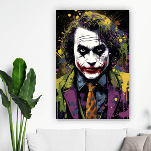 Aluminiumbild gebürstet Pop Art Joker Abstrakt Hochformat