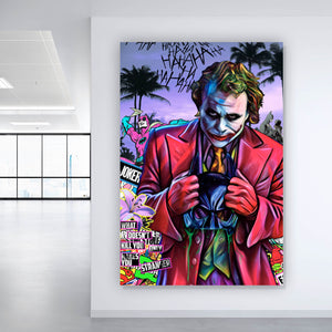 Aluminiumbild gebürstet Pop Art Joker Hochformat