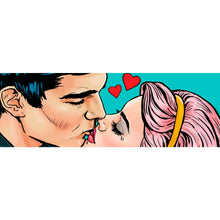 Lade das Bild in den Galerie-Viewer, Leinwandbild Pop Art Kissing Couple Panorama
