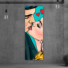 Lade das Bild in den Galerie-Viewer, Aluminiumbild Pop Art Kissing Couple Panorama Hoch

