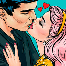 Lade das Bild in den Galerie-Viewer, Spannrahmenbild Pop Art Kissing Couple Quadrat
