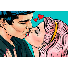 Lade das Bild in den Galerie-Viewer, Leinwandbild Pop Art Kissing Couple Querformat
