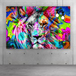 Spannrahmenbild Pop Art Löwe Querformat