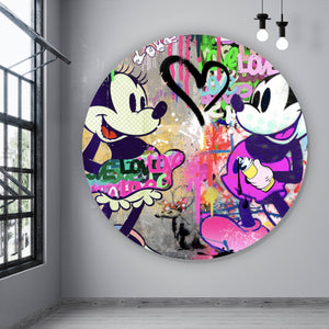 Aluminiumbild gebürstet Pop Art Micky Love No.1 Kreis