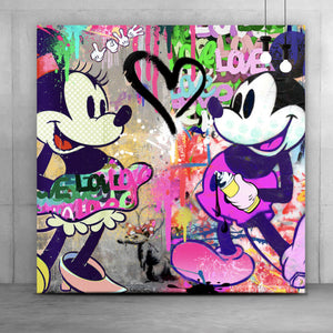 Aluminiumbild gebürstet Pop Art Micky Love No.1 Quadrat