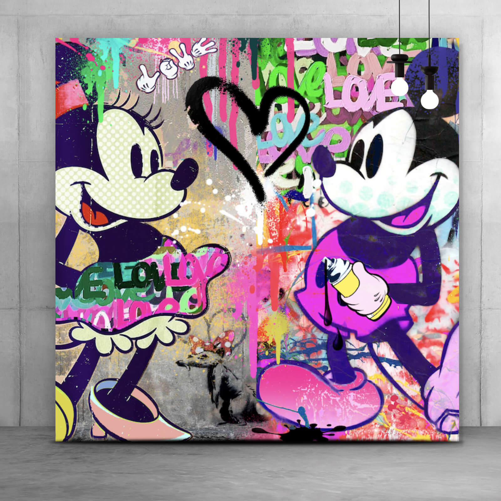 Micky Maus Leinwand Bild Farbig Dekoration Wandbild Cartoon Pop Art LV