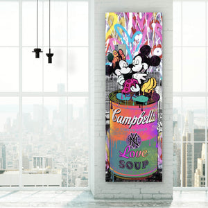 Aluminiumbild gebürstet Pop Art Micky Love No.2 Panorama Hoch