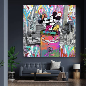 Aluminiumbild gebürstet Pop Art Micky Love No.2 Quadrat