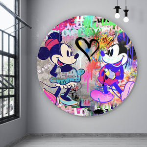 Aluminiumbild gebürstet Pop Art Micky Love No.3 Kreis