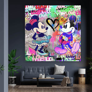 Aluminiumbild gebürstet Pop Art Micky Love No.3 Quadrat