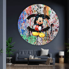Lade das Bild in den Galerie-Viewer, Aluminiumbild gebürstet Pop Art Micky Portrait No.2 Kreis
