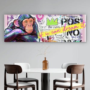 Aluminiumbild gebürstet Pop Art Monkey Dream Panorama