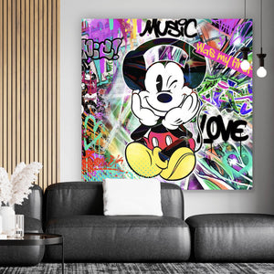 Spannrahmenbild Pop Art Musik Micky Quadrat