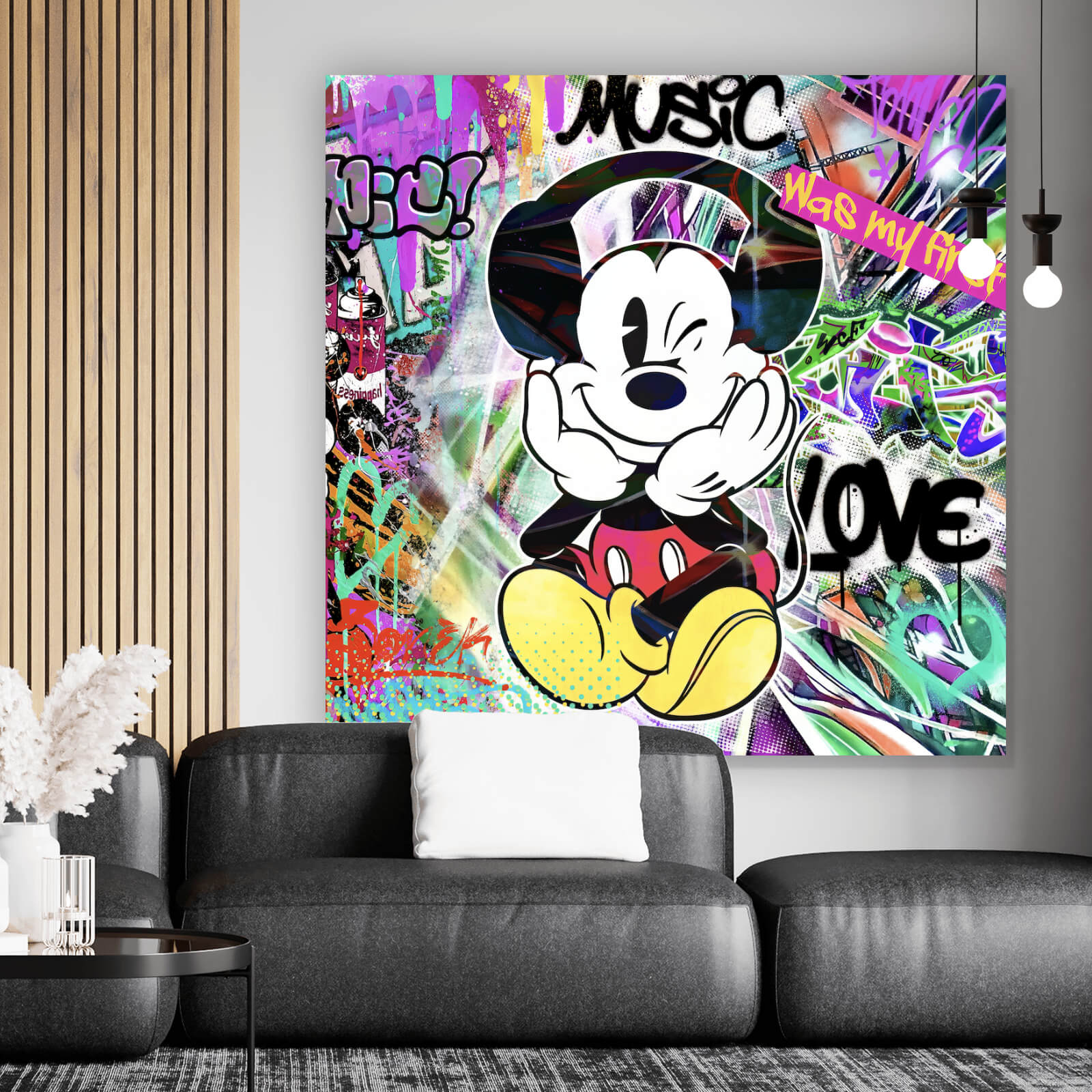 Leinwandbild Pop Art Musik Micky Quadrat