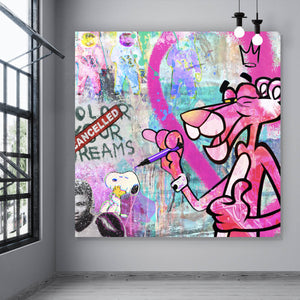 Spannrahmenbild Pop Art Panther Herz Quadrat