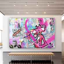 Lade das Bild in den Galerie-Viewer, Leinwandbild Pop Art Panther Herz Querformat
