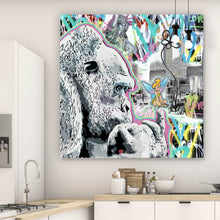 Lade das Bild in den Galerie-Viewer, Aluminiumbild gebürstet Pop Art Gorilla Comic Quadrat
