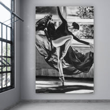 Lade das Bild in den Galerie-Viewer, Aluminiumbild gebürstet Prima Ballerina Vintage Zeichenstil Hochformat
