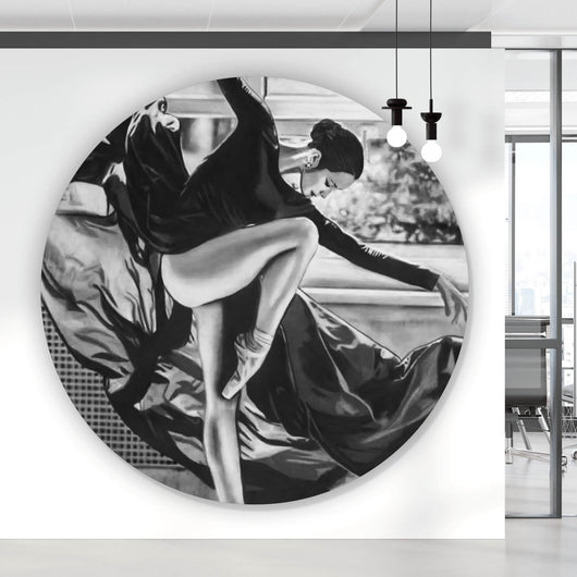 Aluminiumbild gebürstet Prima Ballerina Vintage Zeichenstil Kreis