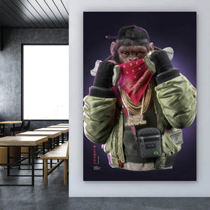 Aluminiumbild gebürstet Gangster Affe No.1 Digital Art Hochformat