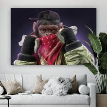 Lade das Bild in den Galerie-Viewer, Aluminiumbild gebürstet Gangster Affe No.1 Digital Art Querformat
