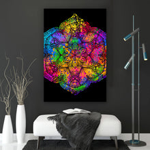 Lade das Bild in den Galerie-Viewer, Aluminiumbild gebürstet Psychedelisches Mandala Hochformat
