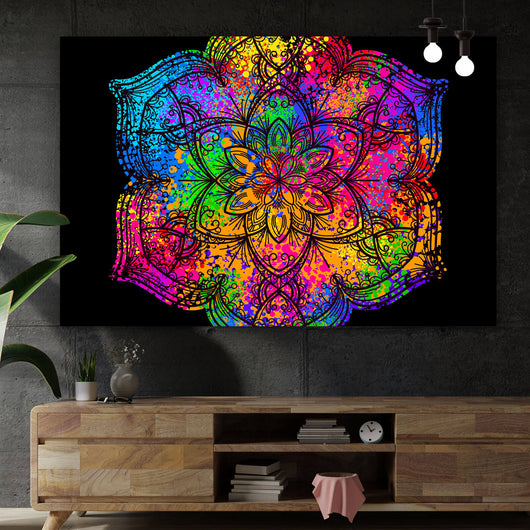 Spannrahmenbild Psychedelisches Mandala Querformat