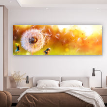 Lade das Bild in den Galerie-Viewer, Aluminiumbild gebürstet Pusteblume am Sommermorgen Panorama
