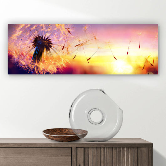 Acrylglasbild Pusteblume im Wind Panorama