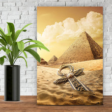 Lade das Bild in den Galerie-Viewer, Aluminiumbild gebürstet Pyramiden in Ägypten Hochformat
