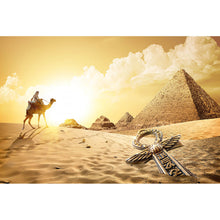 Lade das Bild in den Galerie-Viewer, Aluminiumbild gebürstet Pyramiden in Ägypten Querformat

